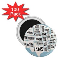 Black White Usa Map States 1 75  Magnets (100 Pack) 