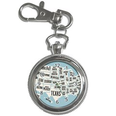 Black White Usa Map States Key Chain Watches