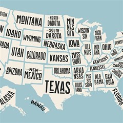 Black White Usa Map States Play Mat (square) by B30l