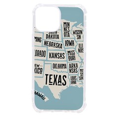 Black White Usa Map States Iphone 13 Mini Tpu Uv Print Case by B30l