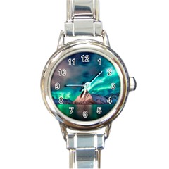 Amazing Aurora Borealis Colors Round Italian Charm Watch