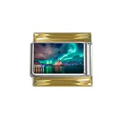 Amazing Aurora Borealis Colors Gold Trim Italian Charm (9mm)
