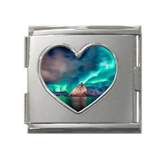 Amazing Aurora Borealis Colors Mega Link Heart Italian Charm (18mm)