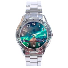 Amazing Aurora Borealis Colors Stainless Steel Analogue Watch