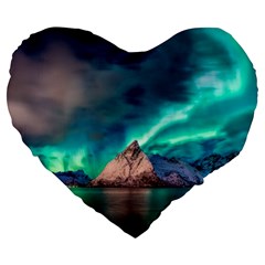 Amazing Aurora Borealis Colors Large 19  Premium Heart Shape Cushions