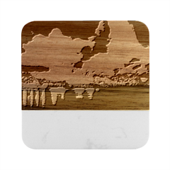 Amazing Aurora Borealis Colors Marble Wood Coaster (Square)