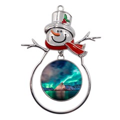 Amazing Aurora Borealis Colors Metal Snowman Ornament