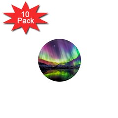 Aurora Borealis Polar Northern Lights Natural Phenomenon North Night Mountains 1  Mini Magnet (10 Pack) 