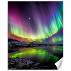 Aurora Borealis Polar Northern Lights Natural Phenomenon North Night Mountains Canvas 11  X 14 