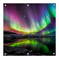 Aurora Borealis Polar Northern Lights Natural Phenomenon North Night Mountains Banner And Sign 3  X 3  by B30l