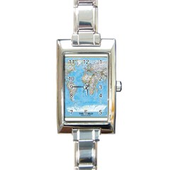 Blue White And Green World Map National Geographic Rectangle Italian Charm Watch