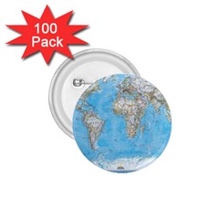 Blue White And Green World Map National Geographic 1 75  Buttons (100 Pack) 