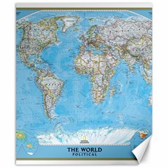 Blue White And Green World Map National Geographic Canvas 8  X 10 