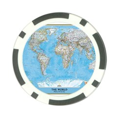 Blue White And Green World Map National Geographic Poker Chip Card Guard