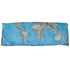 Blue White And Green World Map National Geographic Body Pillow Case (dakimakura) by B30l