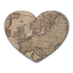 Old Vintage Classic Map Of Europe Heart Mousepad