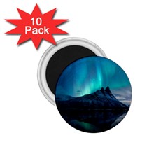 Aurora Borealis Mountain Reflection 1 75  Magnets (10 Pack) 