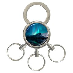 Aurora Borealis Mountain Reflection 3-ring Key Chain