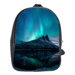 Aurora Borealis Mountain Reflection School Bag (large) by B30l