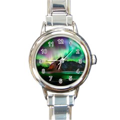 Aurora Borealis Nature Sky Light Round Italian Charm Watch