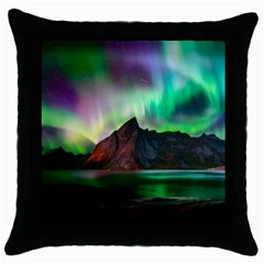 Aurora Borealis Nature Sky Light Throw Pillow Case (black) by B30l