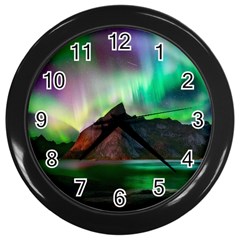 Aurora Borealis Nature Sky Light Wall Clock (black)