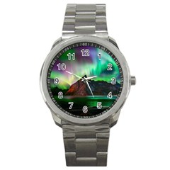 Aurora Borealis Nature Sky Light Sport Metal Watch