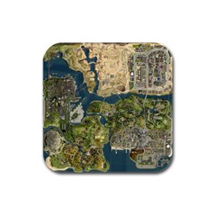 Map Illustration Gta Rubber Square Coaster (4 Pack)