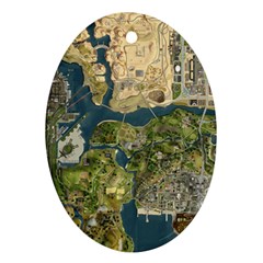 Map Illustration Gta Oval Ornament (two Sides)