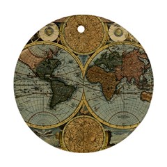 Vintage World Map Travel Geography Ornament (round)