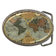 Vintage World Map Travel Geography Belt Buckles