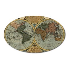 Vintage World Map Travel Geography Oval Magnet