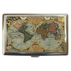 Vintage World Map Travel Geography Cigarette Money Case