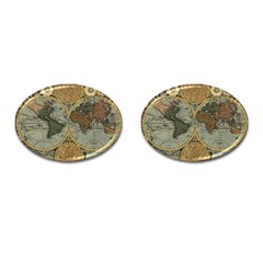 Vintage World Map Travel Geography Cufflinks (oval)