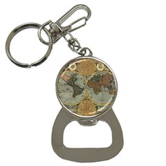 Vintage World Map Travel Geography Bottle Opener Key Chain