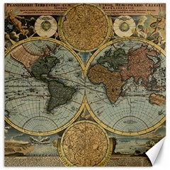 Vintage World Map Travel Geography Canvas 12  X 12 