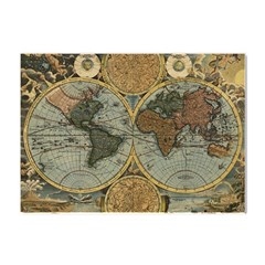 Vintage World Map Travel Geography Crystal Sticker (a4) by B30l