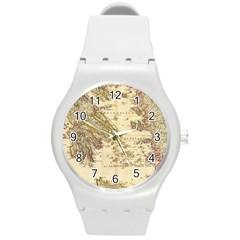 Map Of Greece Archipelago Round Plastic Sport Watch (m) by B30l