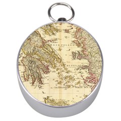 Map Of Greece Archipelago Silver Compasses by B30l