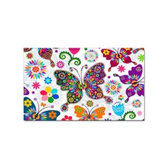 Butterflies Abstract Colorful Floral Flowers Vector Sticker (rectangular) by B30l
