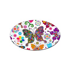 Butterflies Abstract Colorful Floral Flowers Vector Sticker Oval (100 Pack) by B30l