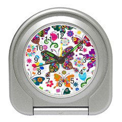 Butterflies Abstract Colorful Floral Flowers Vector Travel Alarm Clock