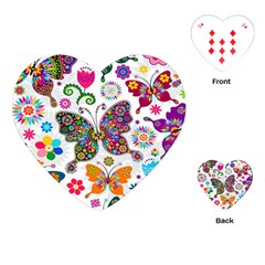 Butterflies Abstract Colorful Floral Flowers Vector Playing Cards Single Design (heart)