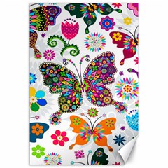 Butterflies Abstract Colorful Floral Flowers Vector Canvas 24  X 36 