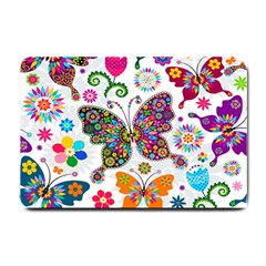 Butterflies Abstract Colorful Floral Flowers Vector Small Doormat