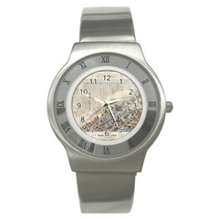 Mountain View Mountain Top Infographics Map Stainless Steel Watch