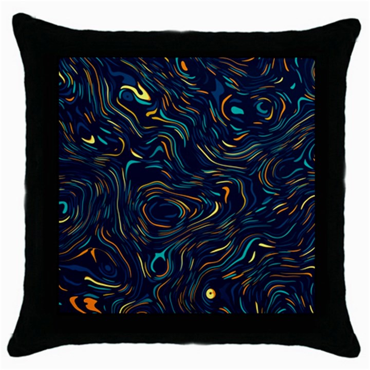 Colorful Abstract Pattern Creative Colorful Line Linear Background Throw Pillow Case (Black)
