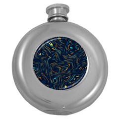 Colorful Abstract Pattern Creative Colorful Line Linear Background Round Hip Flask (5 Oz)