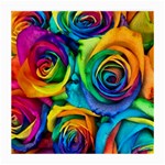 Colorful Roses Bouquet Rainbow Medium Glasses Cloth Front