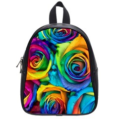 Colorful Roses Bouquet Rainbow School Bag (small) by B30l